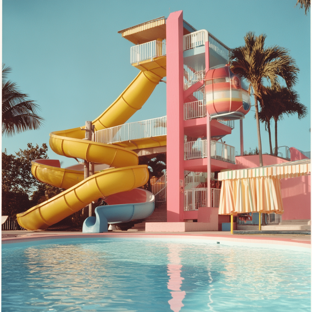 KI-Experimente: Pools - Wonach mir heute ist? Nach einem Tag am Pool wie auf einem weichgespülten Polaroid